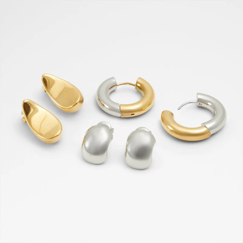 الدو LAURRA 3-Pack Dual Tone Earrings